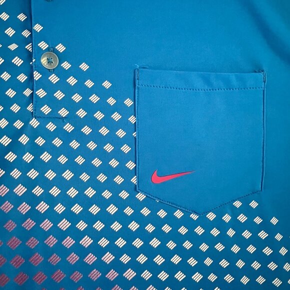 Nike Golf Tour Performance Dri-Fit Pixel Fade Polo Blue 2XL Pocket Swoosh - Picture 3 of 10